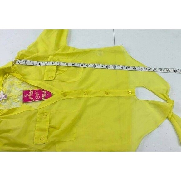 Candie's Yellow Tie-Front Button-Down Top Blouse Women's Size XS   NWT - Picture 9 of 10